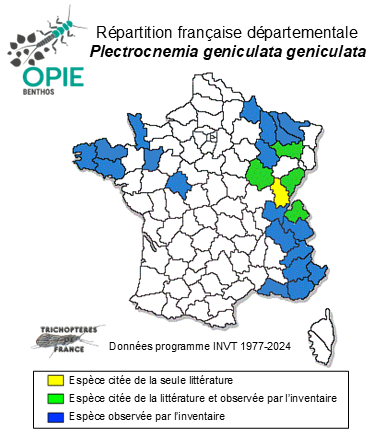 Carte de distribution de Plectrocnemia geniculata geniculata MacLachlan, 1871