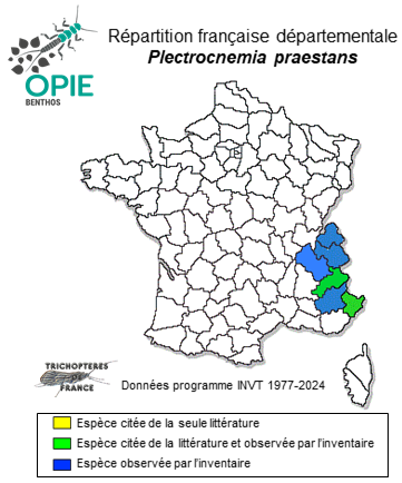 Carte de distribution de Plectrocnemia praestans MacLachlan, 1884