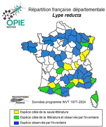 Carte de distribution de Lype reducta (Hagen, 1868)