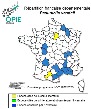 Carte de distribution de Paduniella vandeli Decamps, 1965