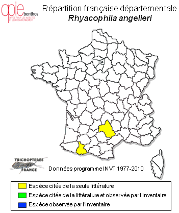 Carte de distribution de Rhyacophila angelieri Décamps, 1965