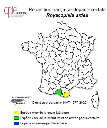Carte de distribution de Rhyacophila arties Sipahiler, 2000