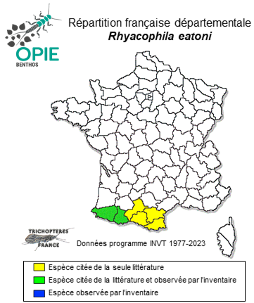 Carte de distribution de Rhyacophila eatoni MacLachlan, 1879