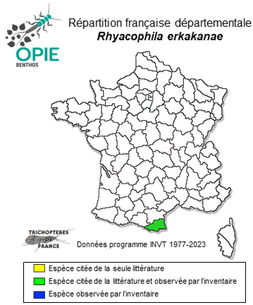Carte de distribution de Rhyacophila erkakanae Sipahiler, 1993