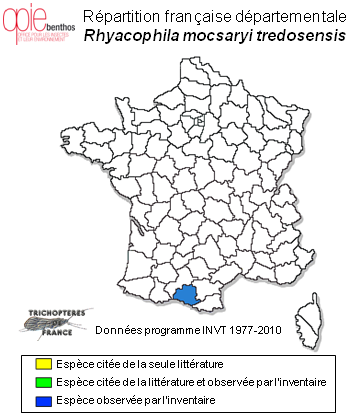 Carte de distribution de Rhyacophila mocsaryi tredosensis Schmid, 1952