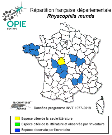 Carte de distribution de Rhyacophila munda MacLachlan, 1862