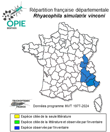 Carte de distribution de Rhyacophila simulatrix vinconi Sipahiler, 1993