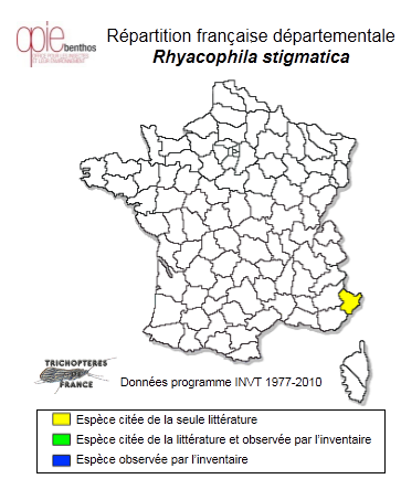 Carte de distribution de Rhyacophila stigmatica (Kolenati, 1859)