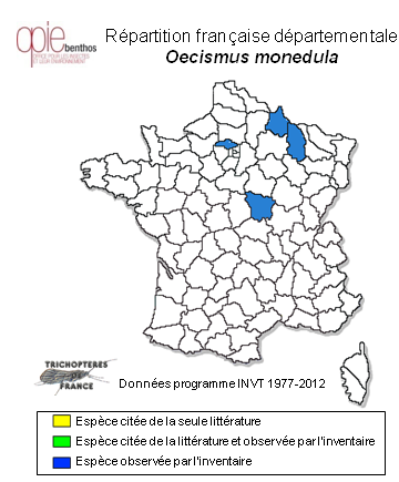 Carte de distribution de Oecismus monedula (Hagen, 1859)