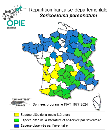 Carte de distribution de Sericostoma personatum (Kirby & Spence, 1826)