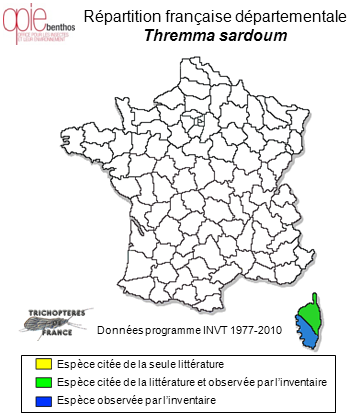 Carte de distribution de Thremma sardoum Costa, 1884